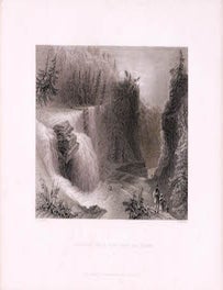 Item #70-1050 Trenton Falls, View From The Ravine. (B&W engraving). William Henry Bartlett, J. T. Willmore, Artist, Engraver.