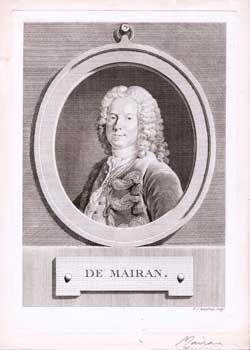 Item #70-1125 De Mairan. (B&W engraving). 19th Century French Publisher
