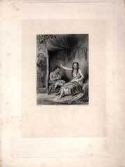 Item #70-1859 Native American scene (B&W engraving). Staal, Ferds Delannoy, Artist, Engraver