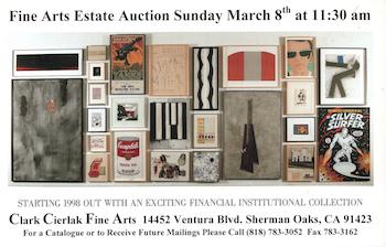 Item #70-2371 Fine Arts Estate Auction Sunday March 8th at 11:30 am. (Postcard for auction announcement.). Clark Cierlak Fine Arts.