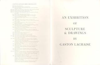 Item #70-3373 An exhibition of Sculpture & Drawings by Gaston Lachaise. (Announcement for...