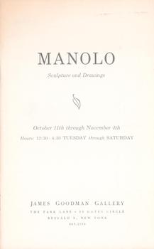 Item #70-3445 Manolo, sculpture and drawings : October 11th through November 4th [196-] : James...