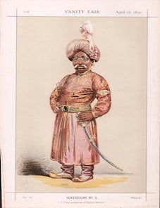 Item #70-3813 A Living Monument of English Injustice (Portrait of Nawab Sayyid Mansur Ali Khan) (Original Lithograph). Alfred Thompson, ATn.