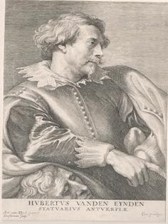 Item #71-0787 Portrait of Hubert van den Eynden (1593-1662, Flemish sculptor), from Gillis...