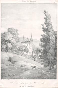 Item #71-0948 Vue du Chateau de Vaux-Marcu au Lac de Neuchatel, from Vues de Suisse. C....
