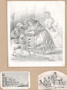 Item #71-0974 La Priere de Saint-Aile. With two small prints, a lithorgraph of Normandy and a...