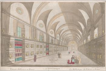 Item #71-1001 42 Vue d’Optique - La Biblioteque du Vatican a Rome. 18th Century European Engraver.