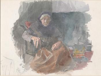 Childerstone, Henry M. (Attr.) (British, 1873-1942) - Sitted Old Woman