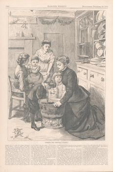 Item #71-1431 Stirring the Christmas Pudding; A Brilliant Adventure (on verso). From December 30, 1876 [Supplement] issue of Harper’s Weekly. Harper’s Weekly.