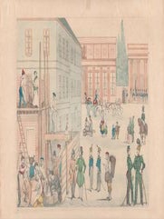 Item #71-2114 (A Scene of various people and occupations in a plaza). 19th Century French artist