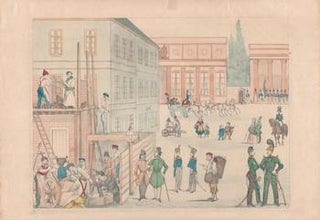 Item #71-2114 (A Scene of various people and occupations in a plaza). 19th Century French artist