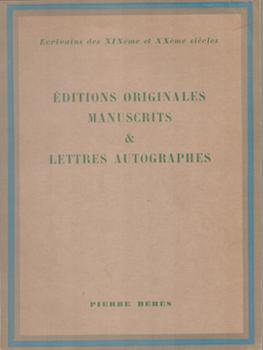 Item #71-2330 Ecrivains des XIXeme et XXeme siecles. Editions originales, manuscrits & lettres...