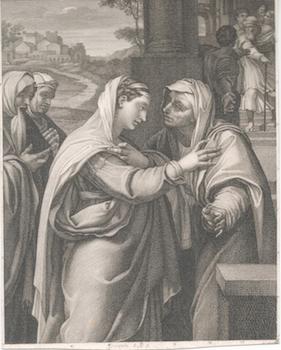 Item #71-2939 (Two Roman Women in Conversation). 19th Century French Engraver