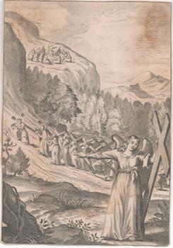 Item #71-2979 [Angels carrying the cross]. 18th Century Engraver