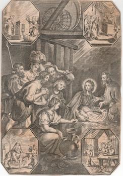 Item #71-2982 [Jesus Christ in a Manger]. 18th Century Engraver