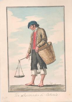 Item #71-3098 Un Pescivende di Catania (A Fish Seller from Catania). 18th Century Artist