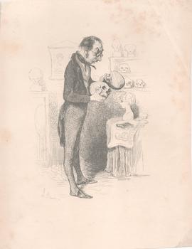 Item #71-3229 [A Phrenologist examines two skulls from his collection]. Honore Daumier, J....