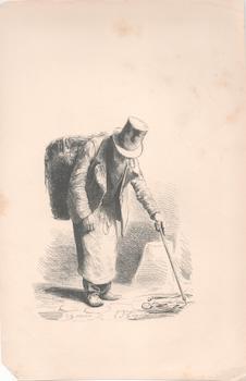 Item #71-3236 [Old Peddler with Cane]. L. J.? Travies, Jacques Adrien Lavieille, French engraver