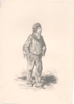 Item #71-3242 [Man with hands in his pockets]. Paul Gavarni, Henri Desire Porret, Engraver