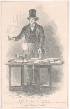 Item #71-3655 The Book Auctioneer (from a Daguerreotype by Beard). 19th Century Engraver