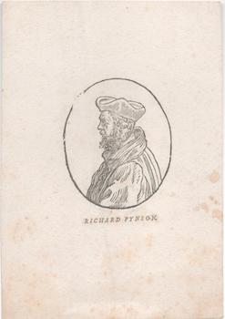 Item #71-3708 Portrait of Richard Pynson (English book printer, 1449-1529). 18th Century Engraver