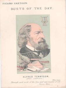 Item #71-3811 Figaro Cartoon-Busts of the Day. Portrait of Alfred Lord Tennyson (Poet Laureate)...