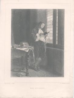 Item #71-4216 The Student. Ernest Meissonier, Eugene Gervais, After, Engraver