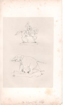 Item #71-4691 Sketch of a Horse and an Elephant (Beraldi 80). Antoine-Louis : Jean-Francois...
