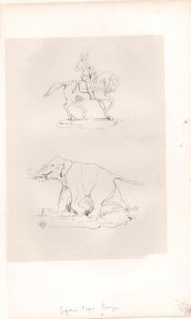 Item #71-4692 Sketch of a Horse and an Elephant (Beraldi 80). Antoine-Louis : Jean-Francois...