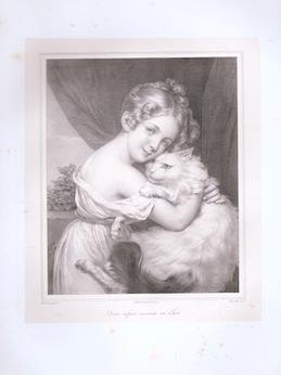 Item #71-5195 Jeune enfant caressant un Chat, par Rene Theodore Berthon. First Edition. Rene...