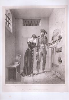 Item #71-5205 Une jeune dame visitant son pere en prison, par Paul Emile Destouches. First...