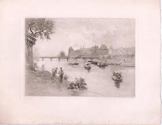 Item #71-5602 Fishing along the river. 19th Century Engraver