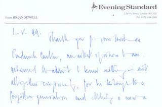 Item #71-5652 Handwritten note to Richard Grenville Clark, May 1, 1999 on Evening Standard headed...