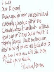 Item #71-5653 Handwritten thank you note to Richard Grenville Clark, April 2, 2013, thanking...