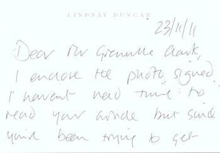 Item #71-5654 Handwritten note to Richard Grenville Clark, November 23, 2011, telling Clark she...