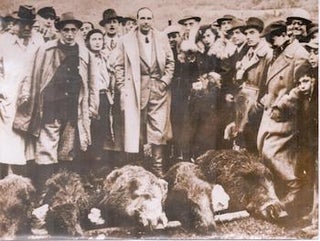Item #71-5669 Princely hunt. Crown Prince Umberto of Piedmont and a few wild boars killed during...