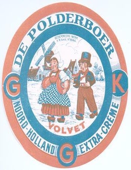 Item #71-6198 Vintage De Polderboer Large Format Cheese Label. 20th Century Designer.