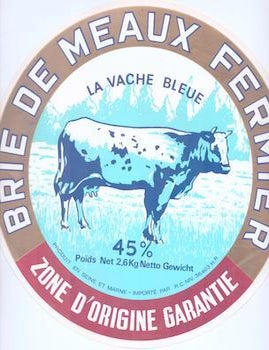 Item #71-6234 Vintage Brie de Meaux Fermier Large Format Cheese Label. 20th Century Designer.