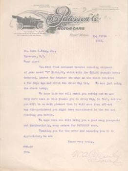 Item #71-6418 Typed letter - To Mr. Ross. L. King, Jr., Syracuse, N. Y. from W. A. Paterson Co.,...