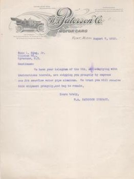 Item #71-6419 Typed letter - To Mr. Ross. L. King, Jr., Syracuse, N. Y. from W. A. Paterson Co.,...