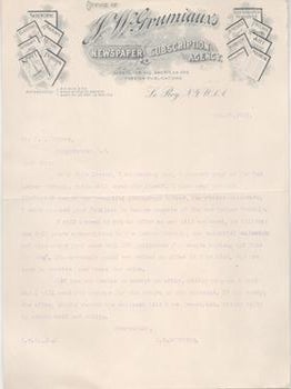 Item #71-6421 Typed letter - To Mr. T. C. Turner, Cooperstown, N.Y. from J. W. Grumiaux. Office...