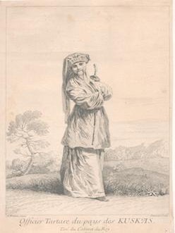 Item #71-6863 Officier tartare de pays des Kuskas. Jean-Antionne Watteau, Edme Jeaurat, After,...