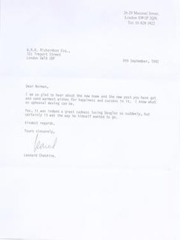 Item #71-7363 Autograph letters from Leonard Cheshire to W. N. B. Richardson with Christmas...