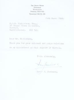 Item #71-7367 Autograph letter from David Jamieson to W. N. B. Richardson. David Jamieson, Holder...