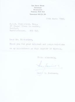 Item #71-7367 Autograph letter from David Jamieson to W. N. B. Richardson. David Jamieson, Holder...