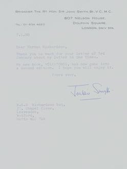 Item #71-7369 Autograph letters from Jackie Smyth to W. N. B. Richardson. Jackie Smyth, Holder of...