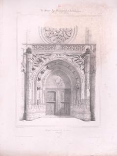 Item #71-8092 Portail occidental de St. Antoine, a Compiegne, from ‘Le Moyen-age monumental et...