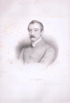 Item #71-8157 Portrait of Horace Vernet (French painter, 1789-1863), with a facsimile of a...