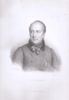 Item #71-8227 Portrait of Francois Gerard (French painter, 1770-1837), with a facsimile of a...
