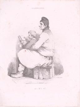 Item #71-9261 L’Artiste: A! B! C! Nicolas-Toussaint Charlet, Delaunois, Lithographer